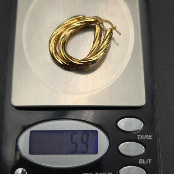 Gold Over Sterling Silver Braided Hoop Earrings A6488 - Picture 5 of 5